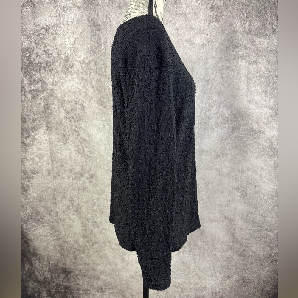 Front Street USA Black Long Sleeve Lagenlook Minimalist Crinkle Top Size XL - Picture 3 of 10